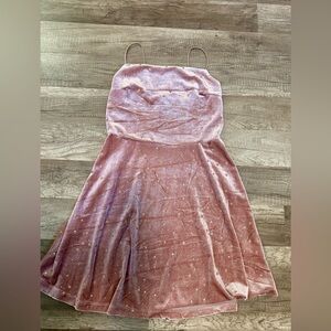 Pink Velvet Spaghetti Strap Dress